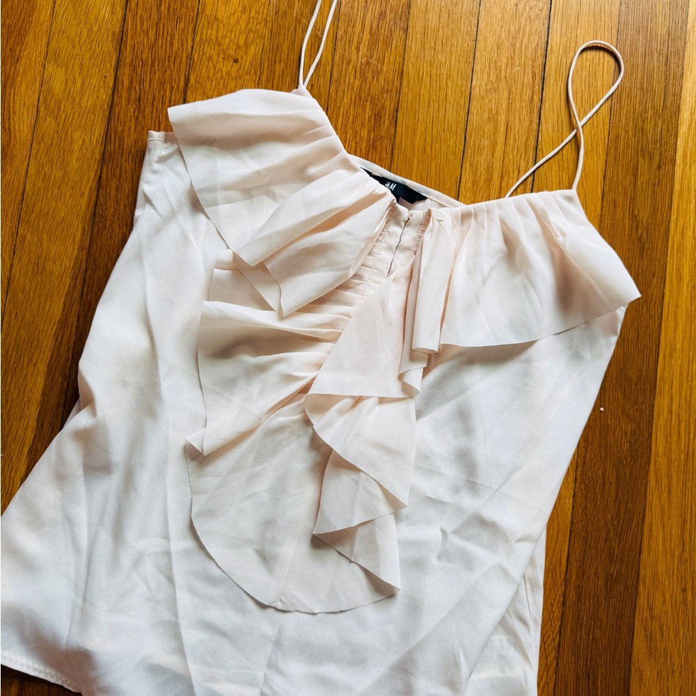 H&M light beige cream peach blouse (6)
